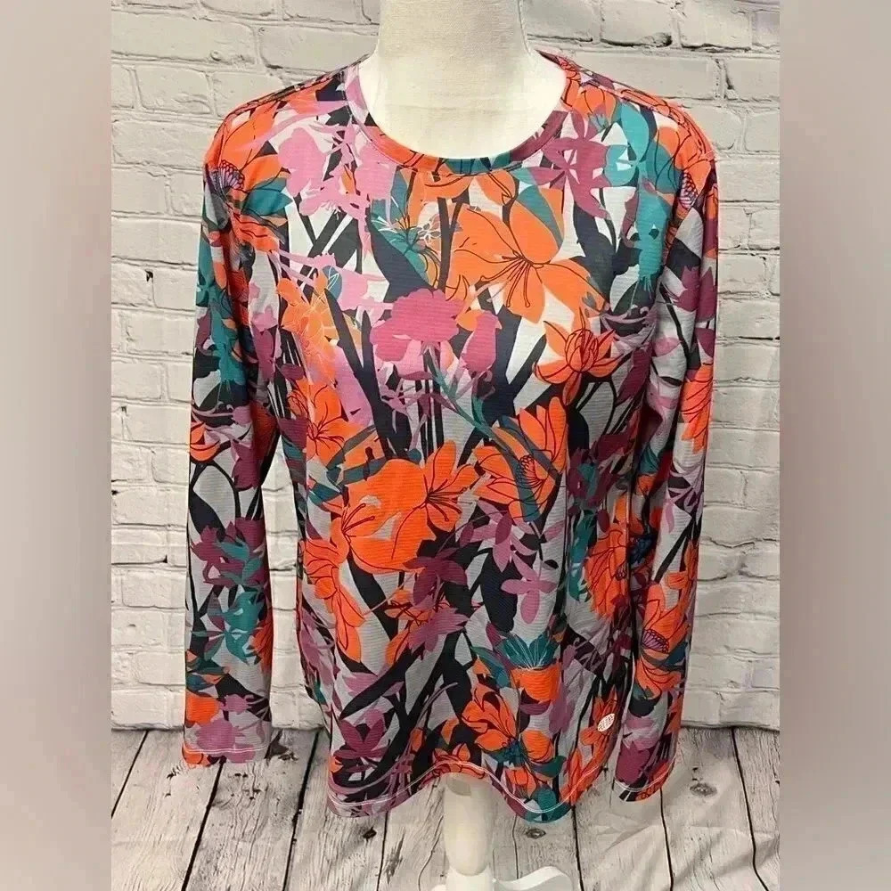 Reel Legends Freeline Floral Long Sleeve Tee Shirt size large